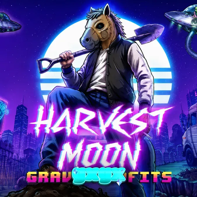 Harvest Moon Grave Profits slot game screen na nagpapakita ng madilim na graveyard laboratory theme.
